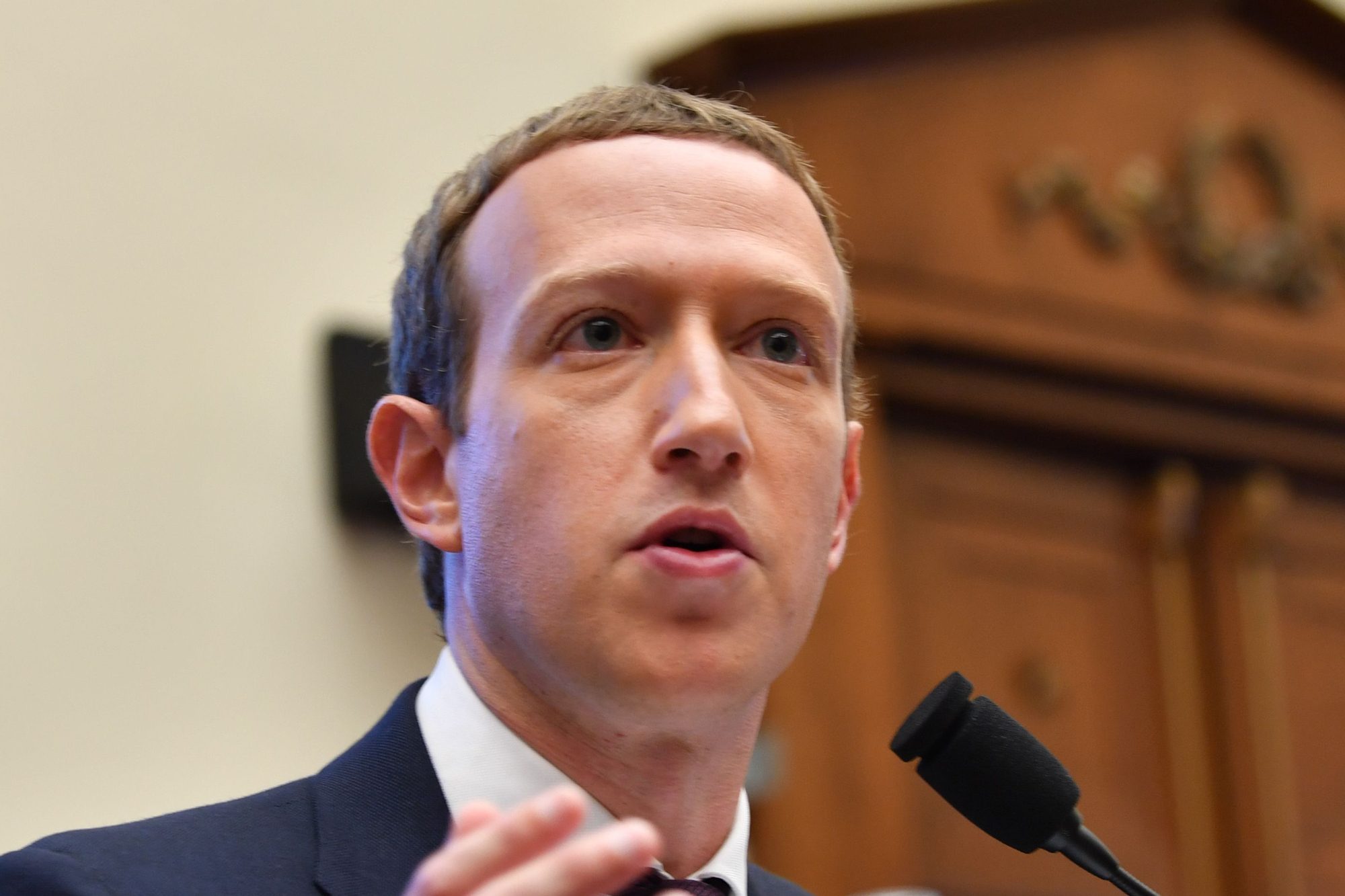 Facebook Chairman and CEO Mark Zuckerberg testifies before the House Financial Services Committee on "An Examination of Facebook and Its Impact on the Financial Services and Housing Sectors" in the Rayburn House Office Building in Washington, DC on October 23, 2019.