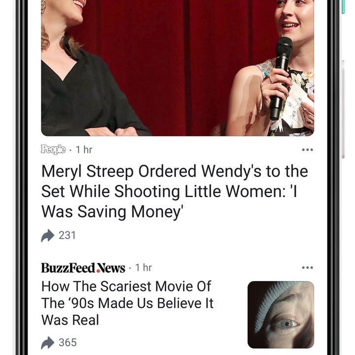 Facebook News tab - Entertainment section