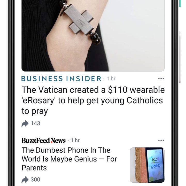 facebook news tab science and tech section