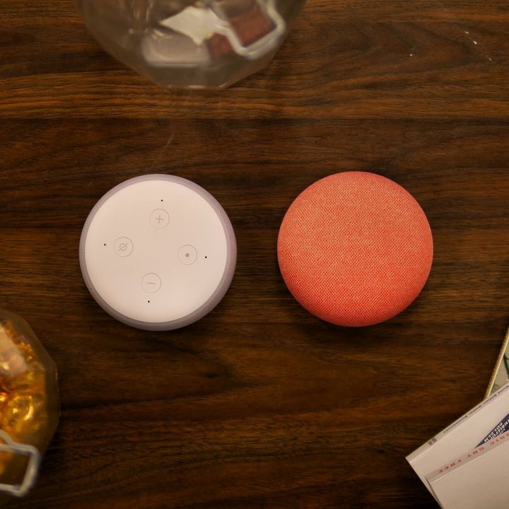 Google Nest Mini vs Amazon Echo Dot 3rd Gen Clock Top