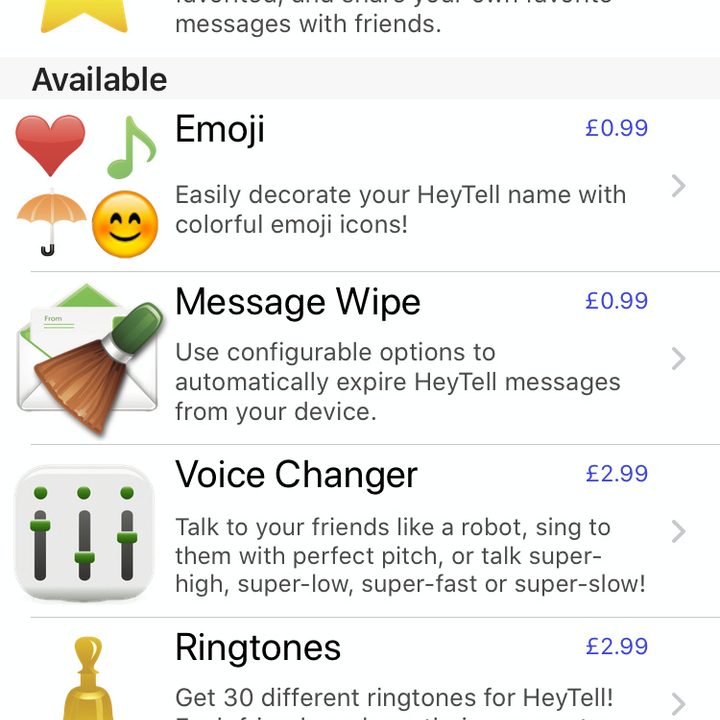 HeyTell app extra features.