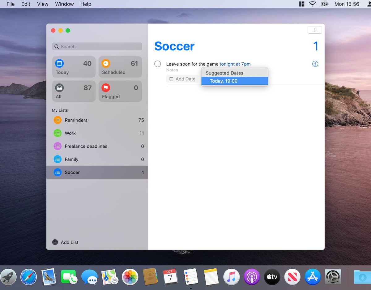 MacOS Catalina Reminders