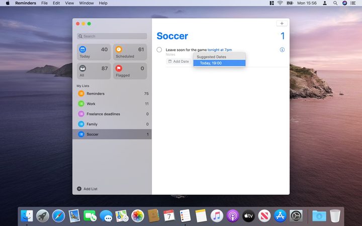 MacOS Catalina Reminders