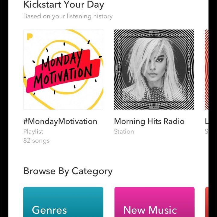 pandora new app personalization layout