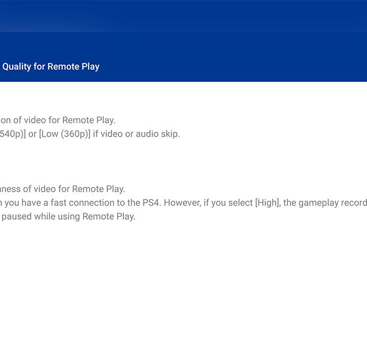 PS4 remote play iOS and Android quality settings