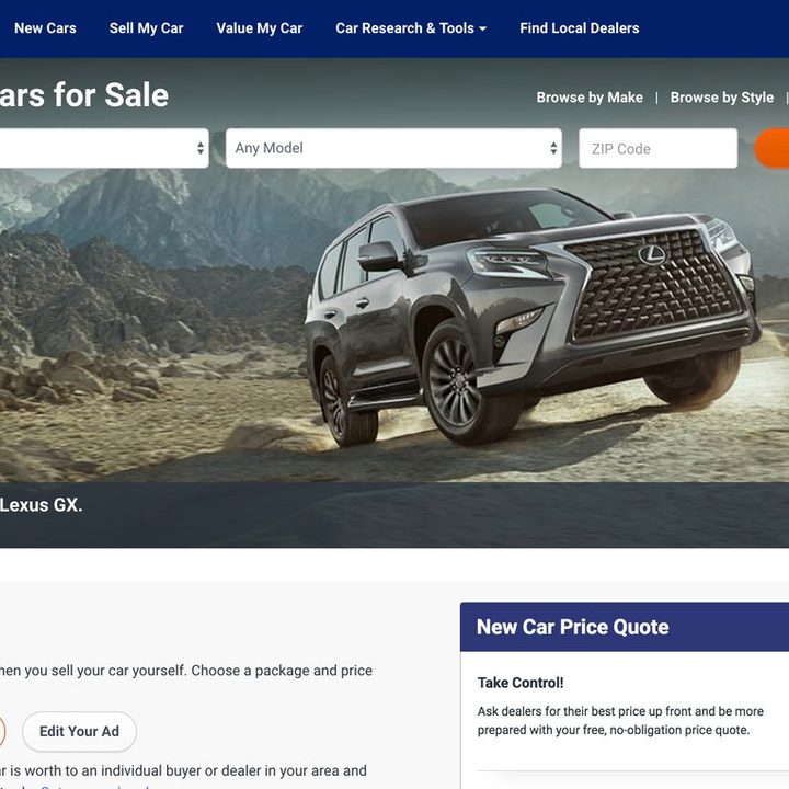 Autotrader homepage.