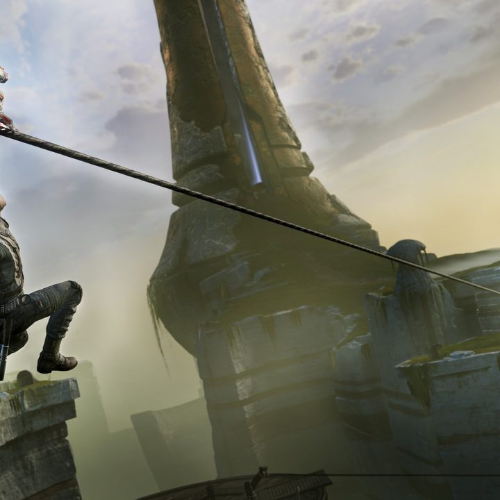 A Jedi slides down a zipline in Star Wars Jedi: Fallen Order.