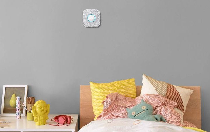 Nest Protect on wall in bedroom.