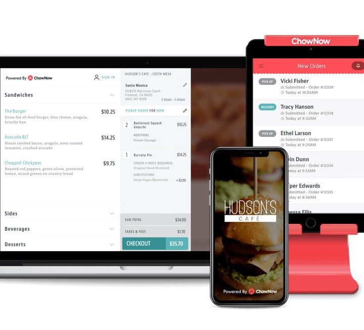 ChowNow on mobile and desktop.