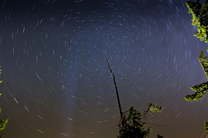 Long exposure star trail photo