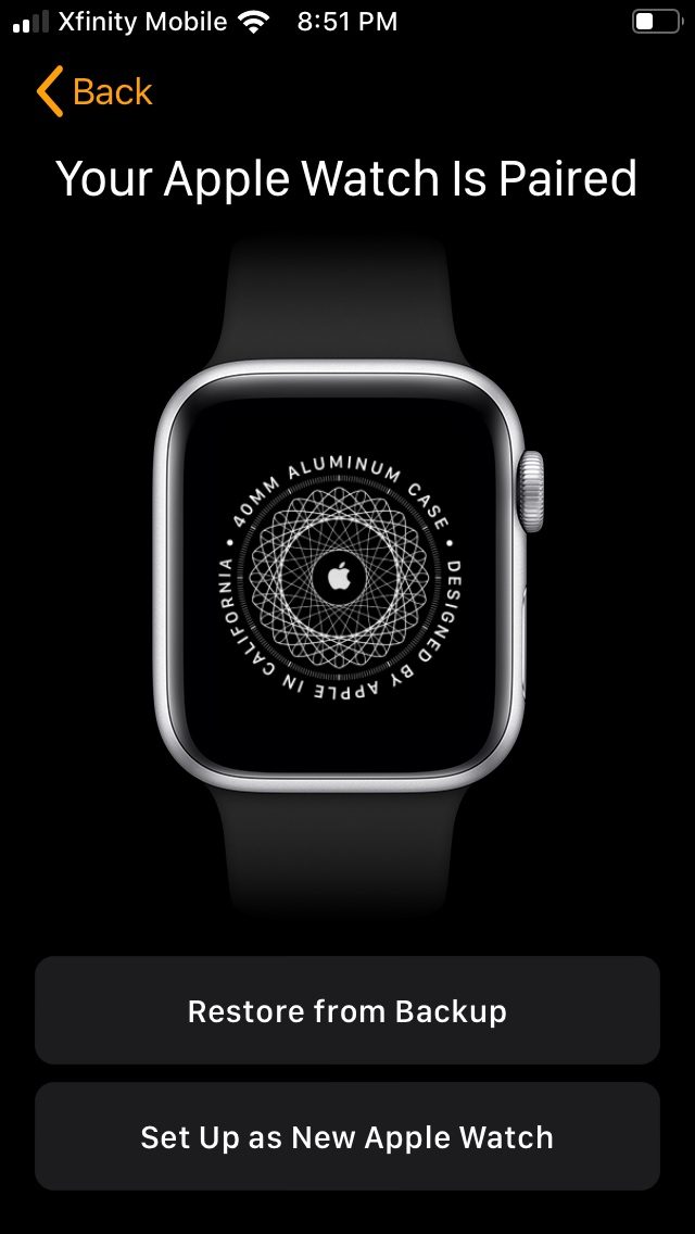 Apple Watch pairing in iOS 13.
