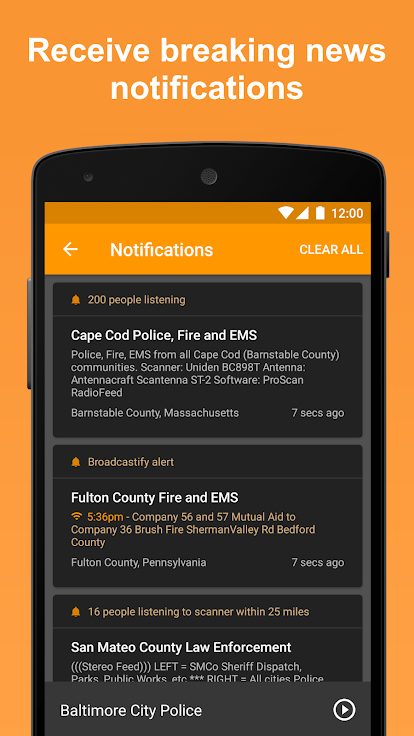 Scanner radio notifications.