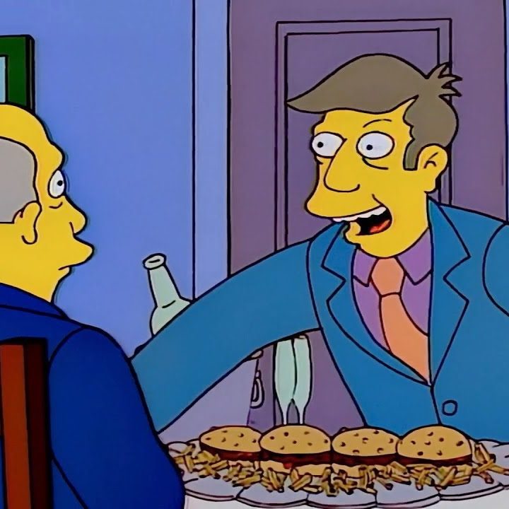 KInner presents his boss with steamed hams in The Simpsons.