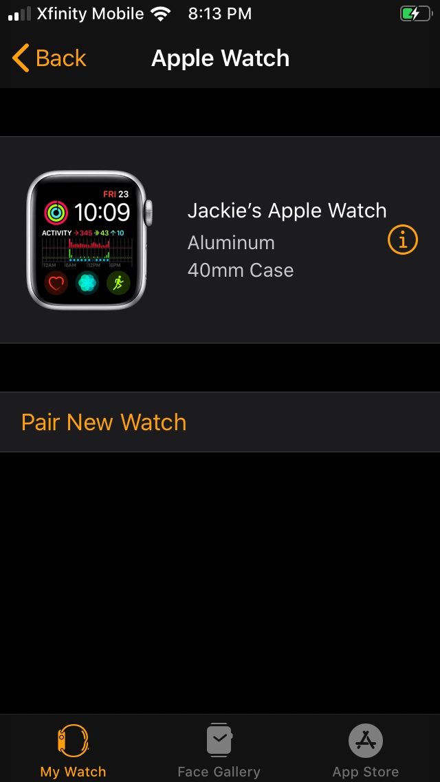 Apple Watch pairing in iOS 13.