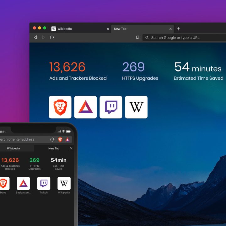 Screenshot of Brave Browser on mobile and desktop.