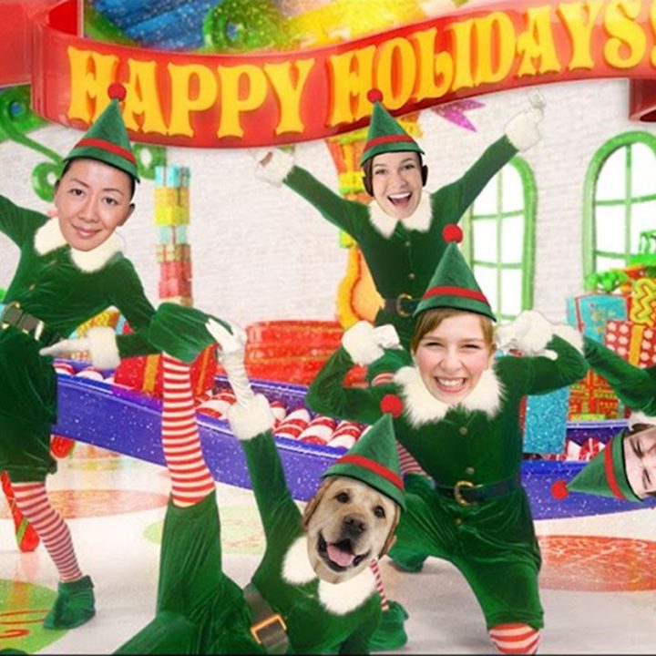 ElfYourself app with dancing elf family.