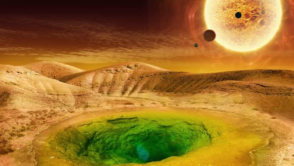 Artist’s conception of what life could look like on the surface of an exoplanet.