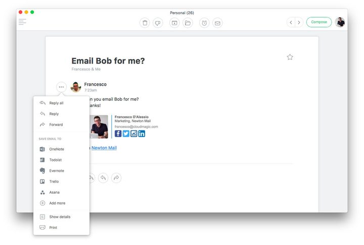 Best email apps for Mac: Newton
