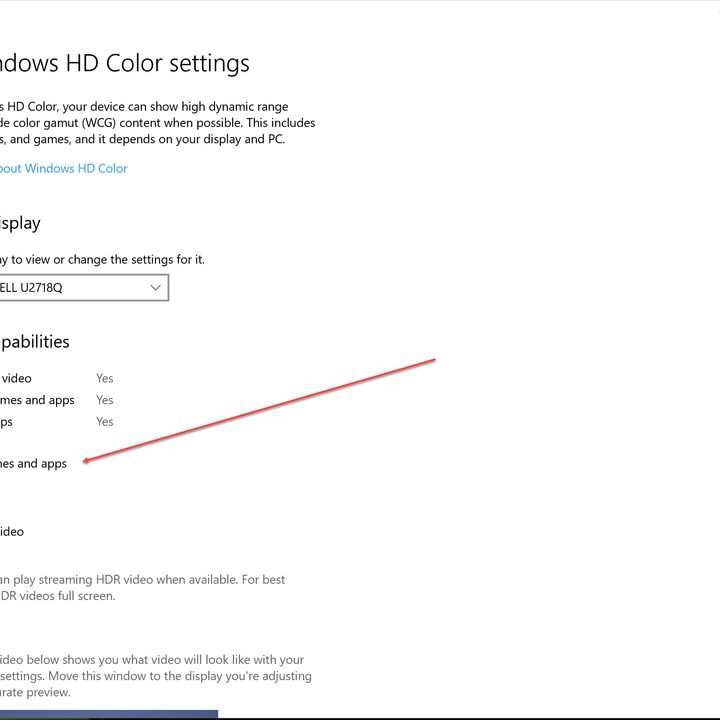 Play HDR games and apps setting