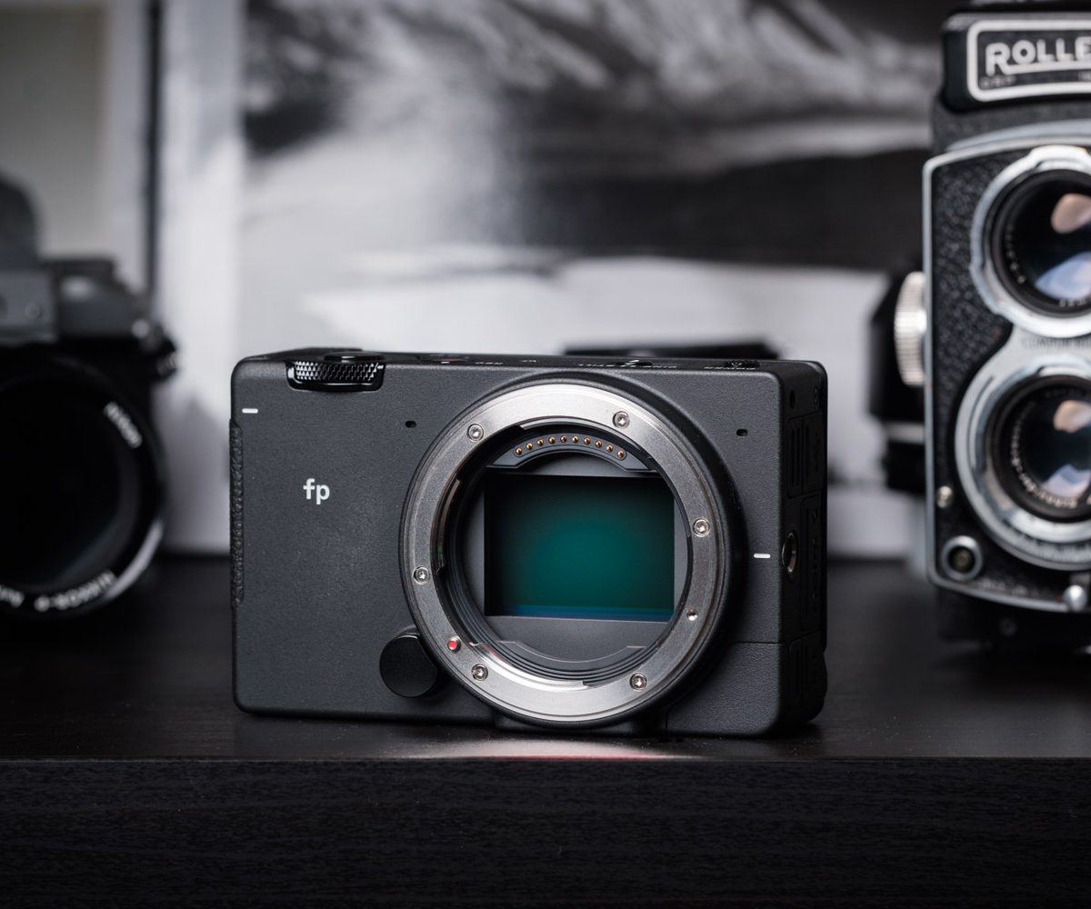 Sigma fp with lens mount and sensor visible.
