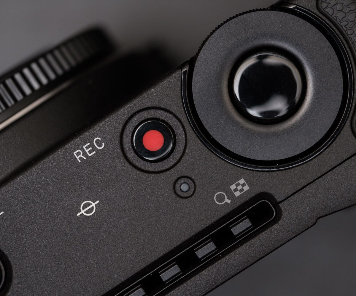 Sigma fp detail shot of record and shutter buttons.