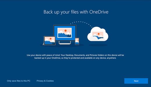 Backing up files with OneDrive.