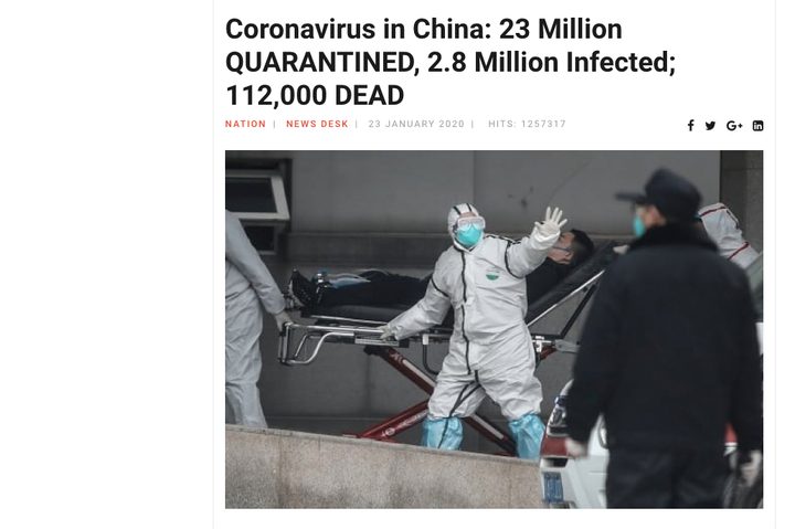 Fake news story about coronavirus