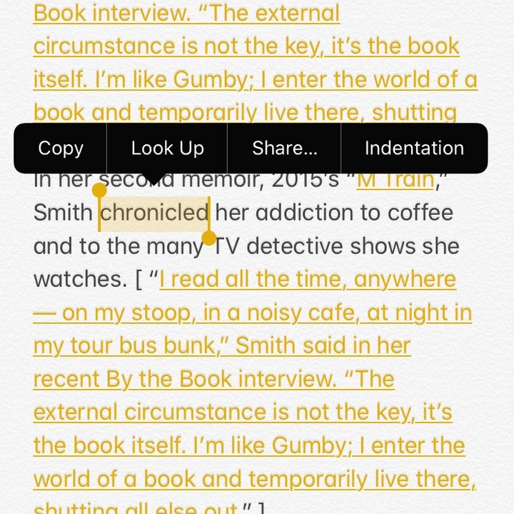Word actions in iOS 13 and 14.
