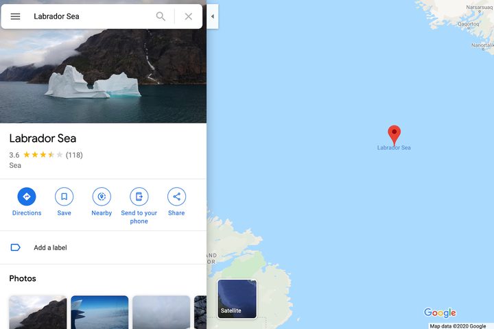 Google Maps Review of Labrador Sea