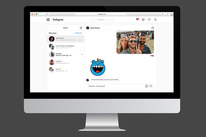 Screenshot of Instagram Direct Messages on a desktop computer