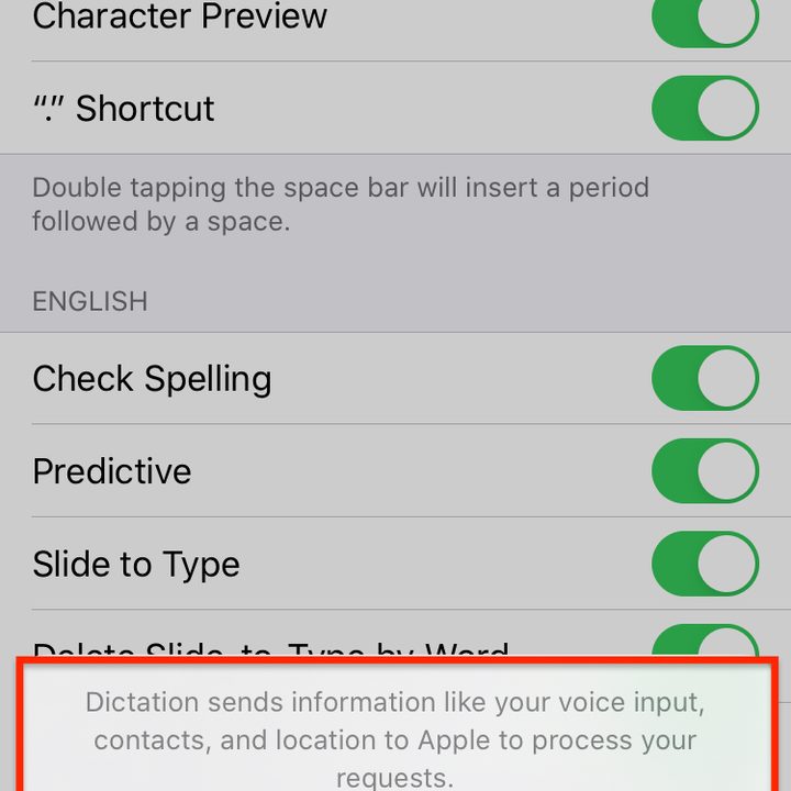 Enable dictation in iOS 13 and 14.