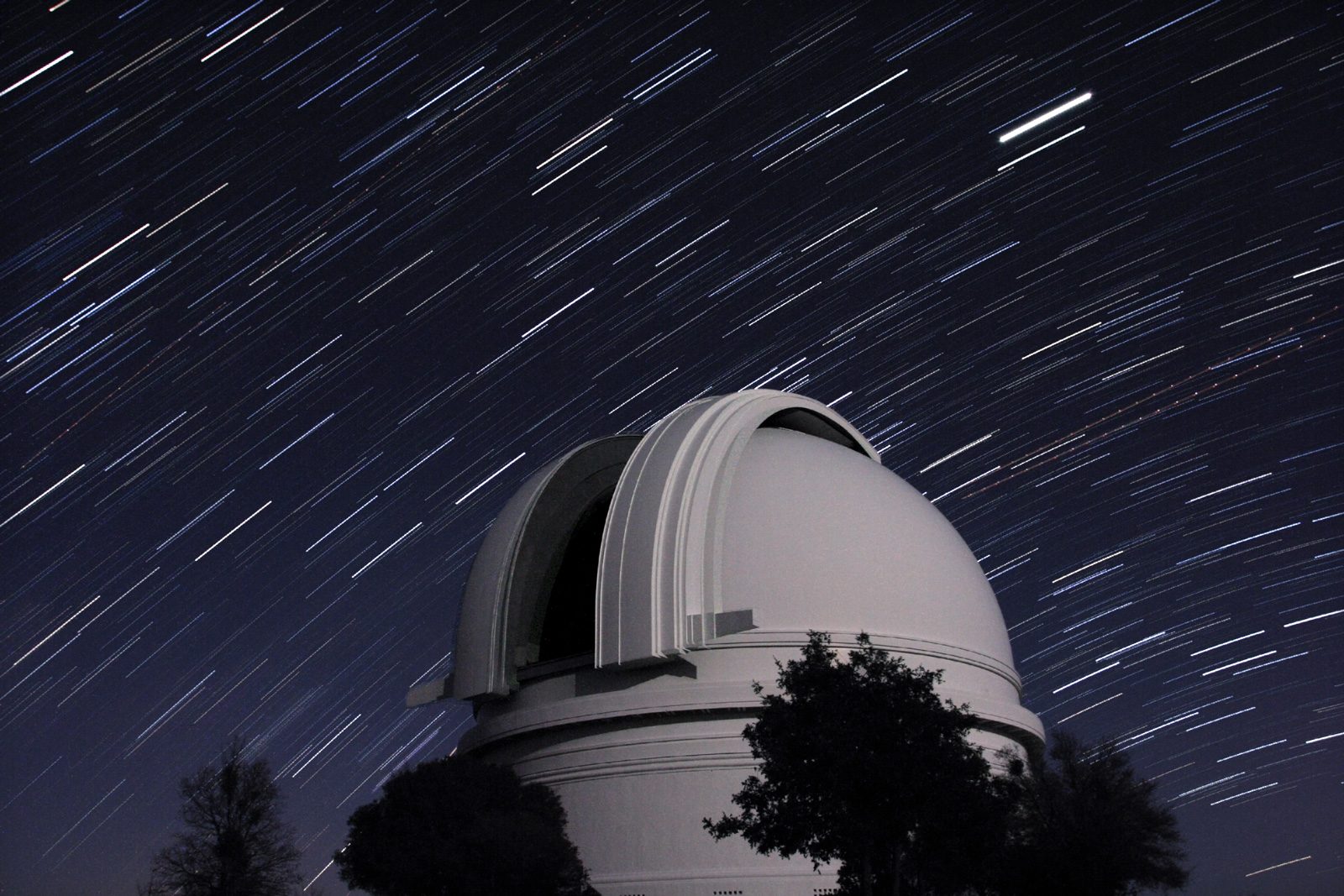 The Palomar Hale Telescope Dome With Star Trails