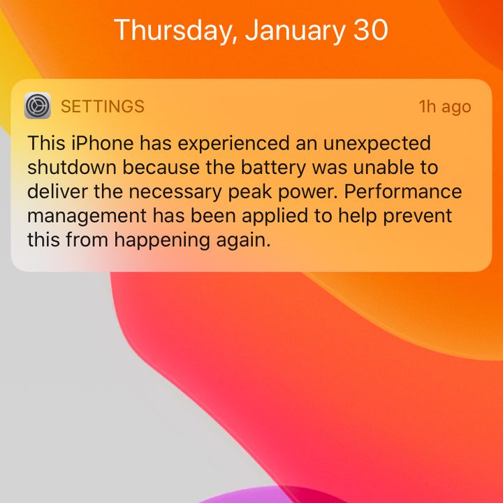 iPhone battery stats.