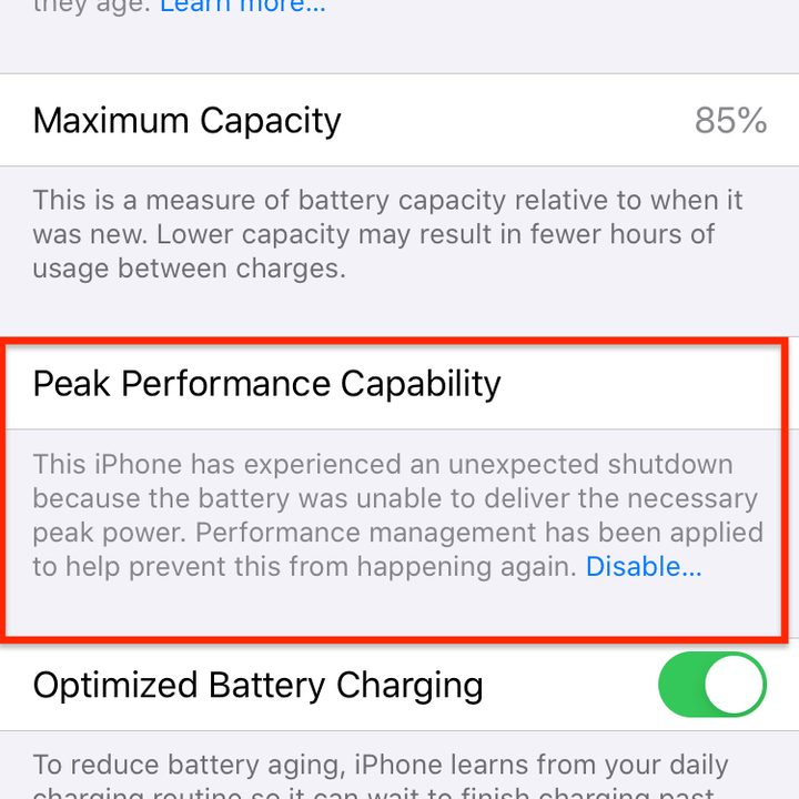 iPhone battery stats.