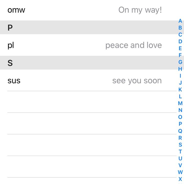 Text replacement in iOS 13 and 14.
