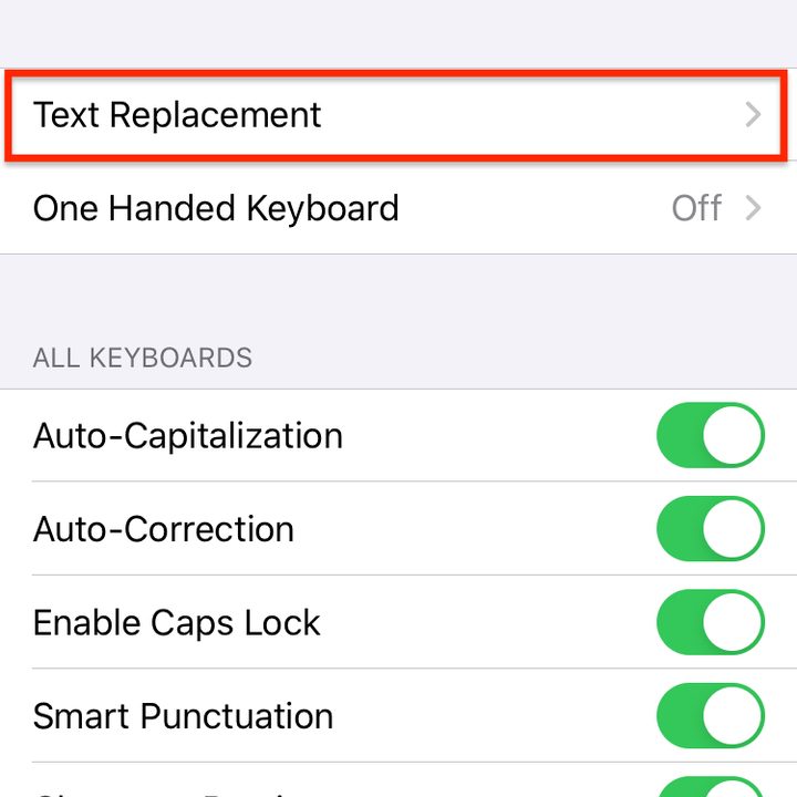 Text replacement in iOS 13 and 14.