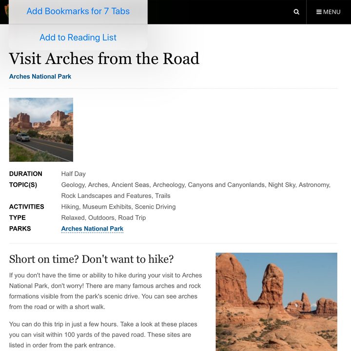 iPadOS tabbed bookmarks