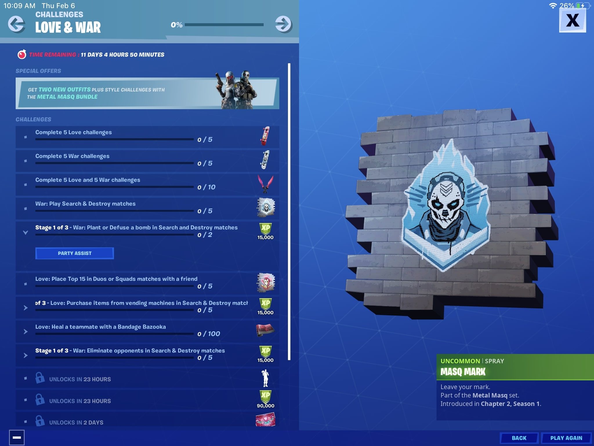 Fortnite Love and War Challenges List