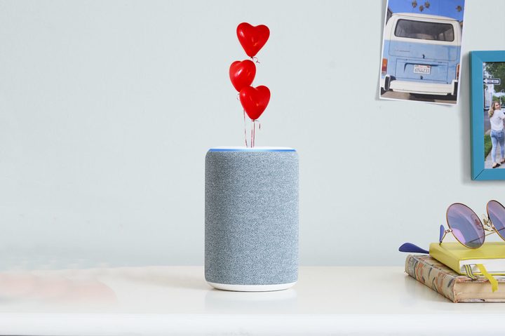 Amazon Echo dressed up for Valentine's Day