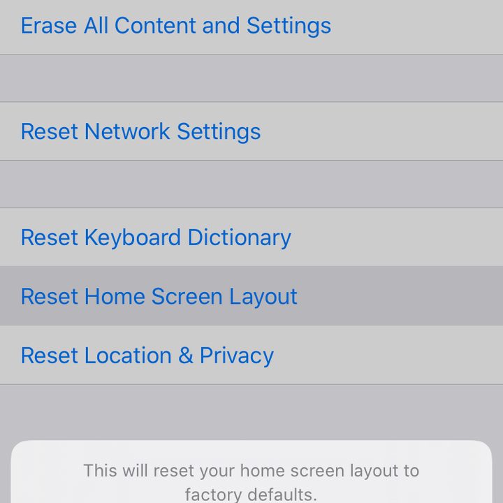 App layout reset
