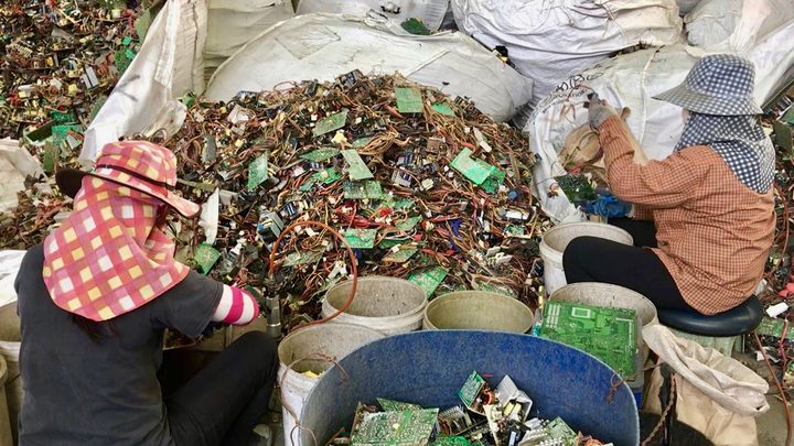 Immigrants processing waste