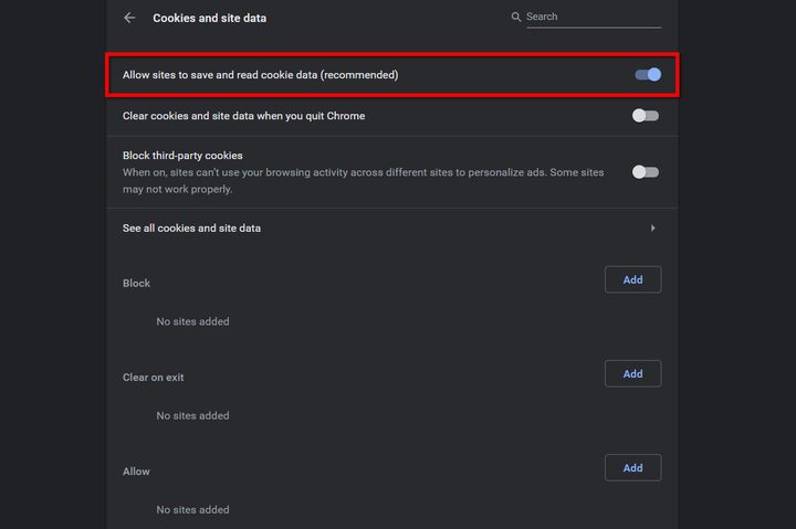 Chrome Enable Cookies