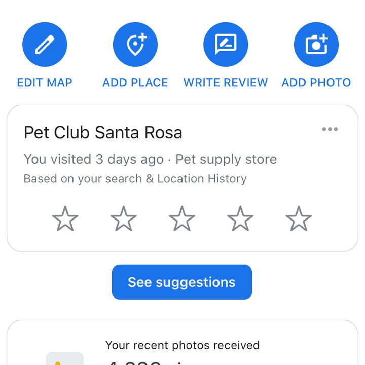 Google Maps Contribute tab
