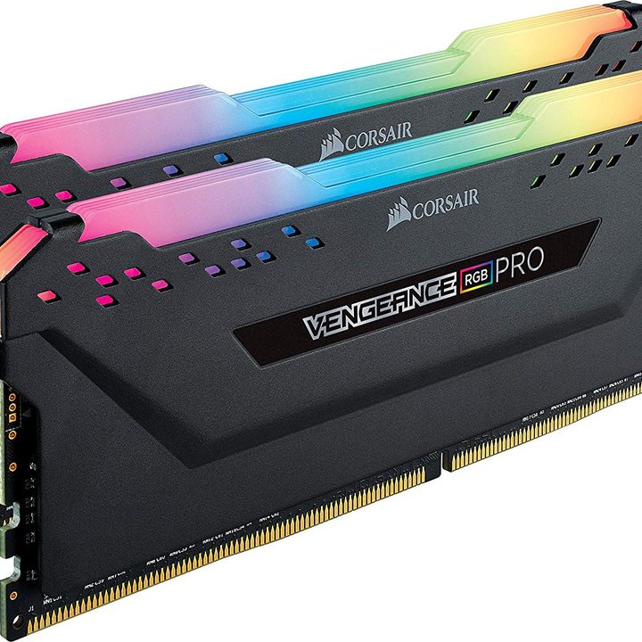 Two sticks of Corsair VENGEANCE RGB RAM.
