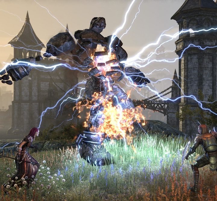 Group engaging in PvE combat in ESO.