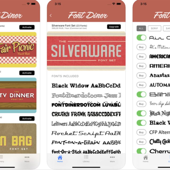Font Diner iOS 13 font app.
