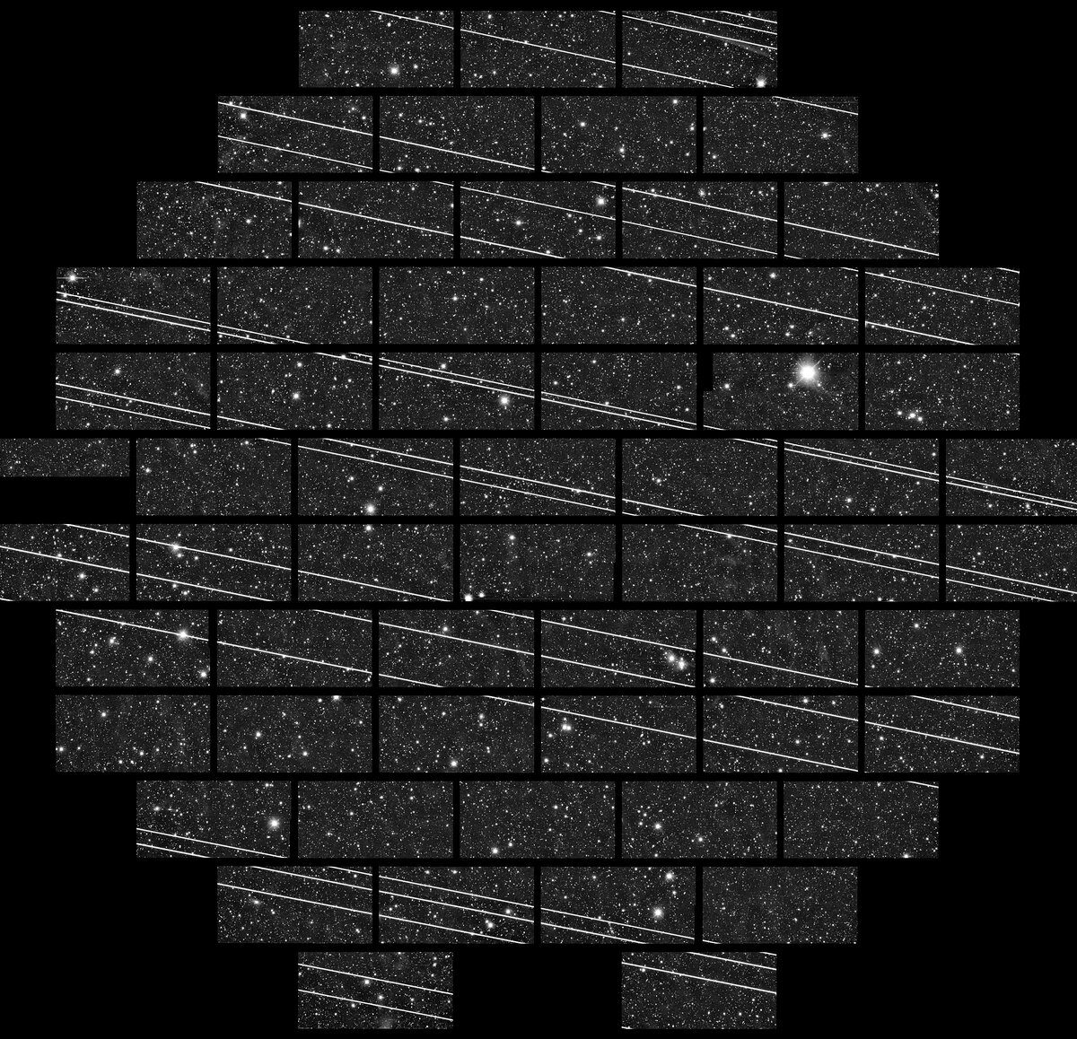Image showing the disruption of astronomical observations caused by a previous Starlink launch