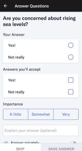 Screenshot of a question from the OKCupid app