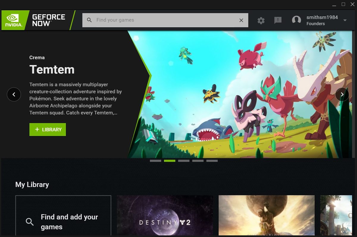 Nvidia GeForce Now interface