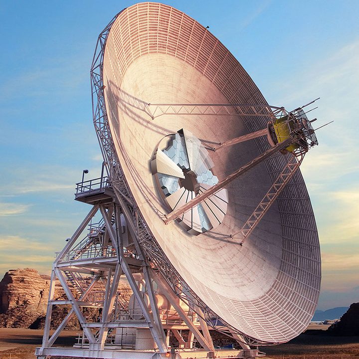 Deep Space Network This artist's concept shows what Deep Space Station-23, a new antenna dish capable of supporting both radio wave and laser communications, will look like when completed at the Deep Space Network's Goldstone, California, complex.